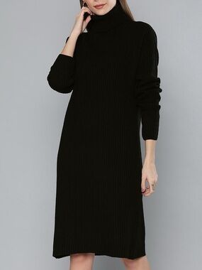 Chemistry Black Knit Turtleneck Sweater Dress